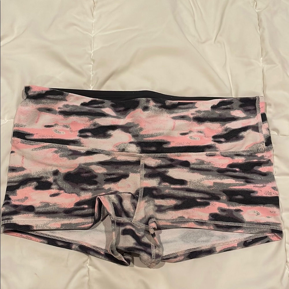 Lululemon Pink and Black Camouflage Shorts